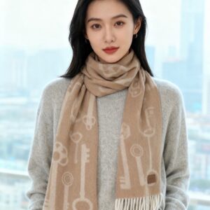 Hermès Key Pattern Cashmere Scarf Unisex Classic Shawl 32x180cm