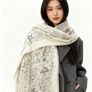 Shimmering Silver Thread Scarf New Arrival Luxury Glow Shawl