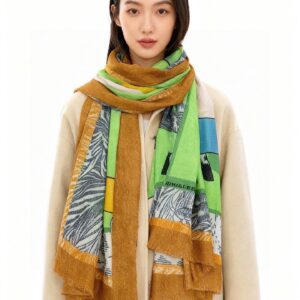 Hermès Cashmere Scarf Shimmering Print Luxury Shawl 100x200cm