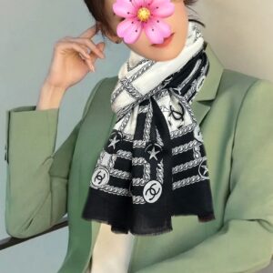 Floral Double C Cashmere Shawl Premium Luxury Long Scarf 100x200cm