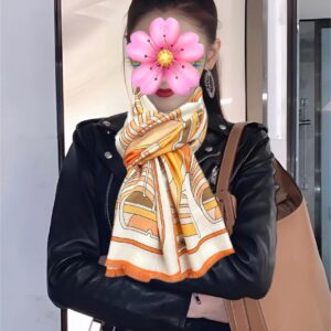 Hermès 2026 Double-Sided Cashmere Scarf Same Tone Luxury Shawl 65x185cm