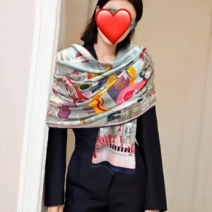 Hermès Double-Sided Cashmere Scarf Same Tone Luxury Shawl 65x185cm