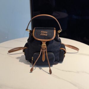 Miu Style 25SS Runway Patchwork Leather Backpack Trendy Statement Design