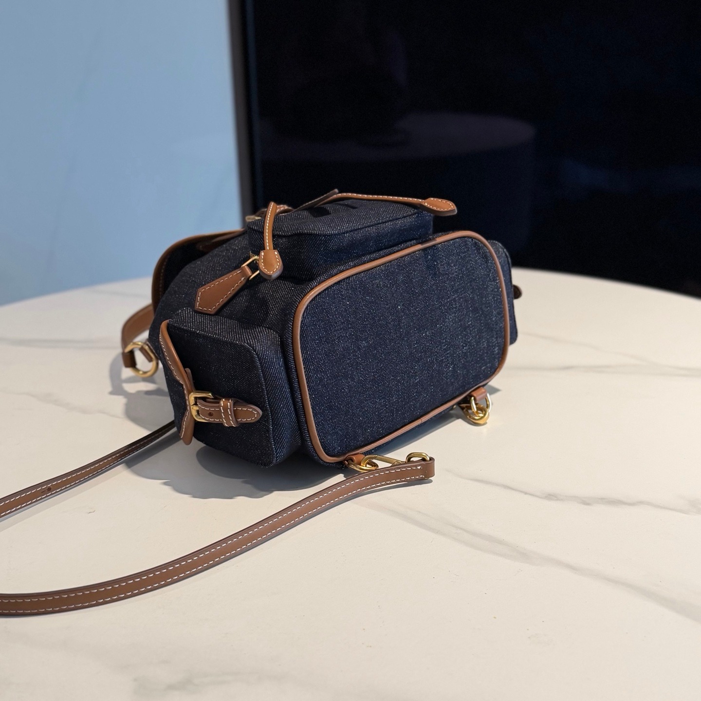 Miu Style 25SS Runway Patchwork Leather Backpack Trendy Statement Design - Image 4