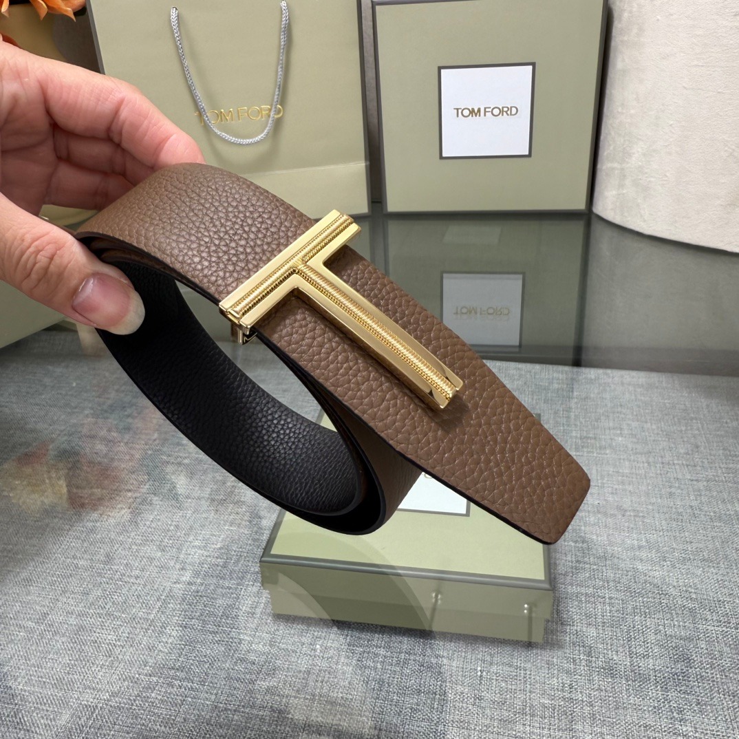 Tom Ford Double-Sided Top-Grain Cowhide Leather Belt – New Collection (3.8cm) - Image 3