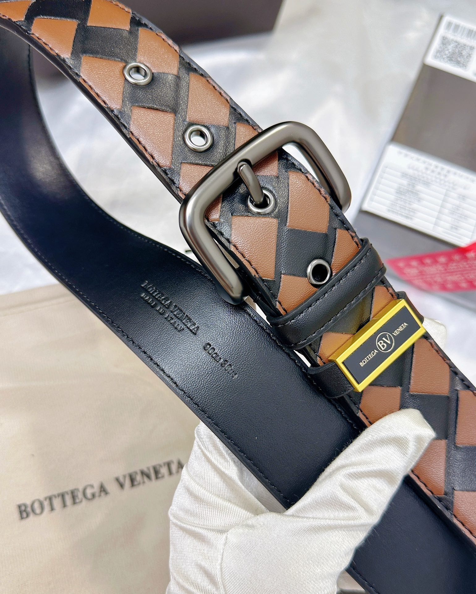 Handwoven Cowhide Leather Belt – Premium Woven Design with Steel Buckle - Image 5