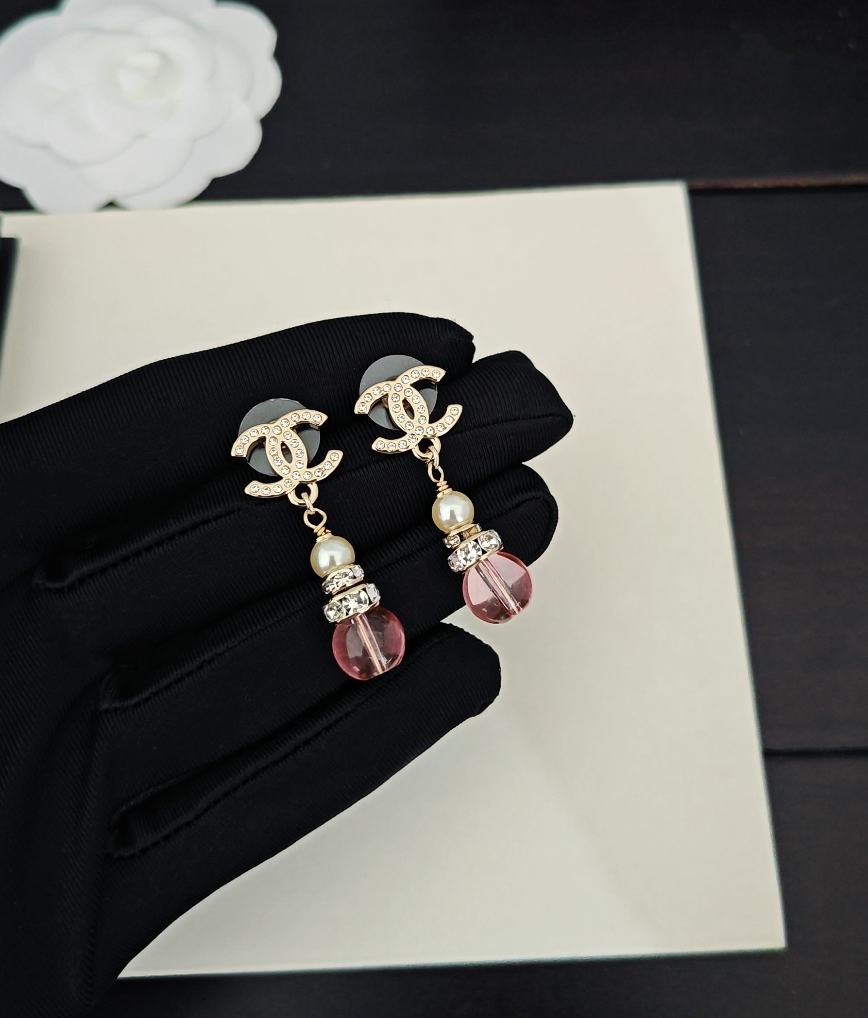 Chanel Inspired CC Powder Gourd Earrings ZP Brass Premium Design