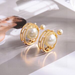 Dior Inspired CD Letter Earrings Metallic Trendy Street Style