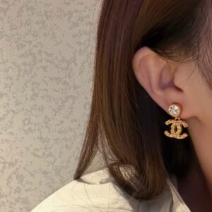 Chanel-Inspired Double C Vintage Diamond Earrings – Elegant Retro Luxury