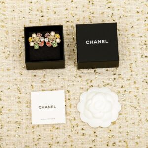 Chanel Vintage Colored Diamond Double C Earrings 26C Luxury Gold-Plated Classic Design