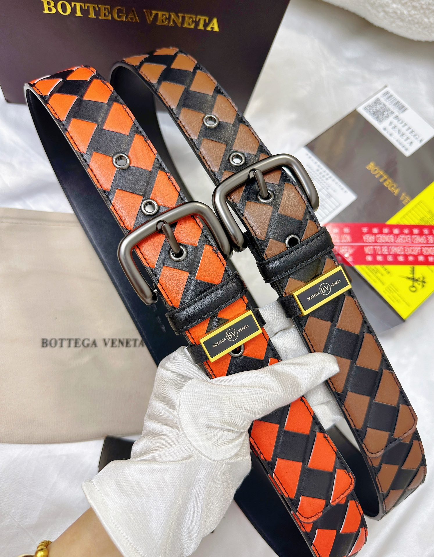 Handwoven Cowhide Leather Belt – Premium Woven Design with Steel Buckle