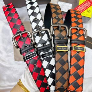 Woven Cowhide Leather Belt – Premium Handmade Design with Steel Buckle