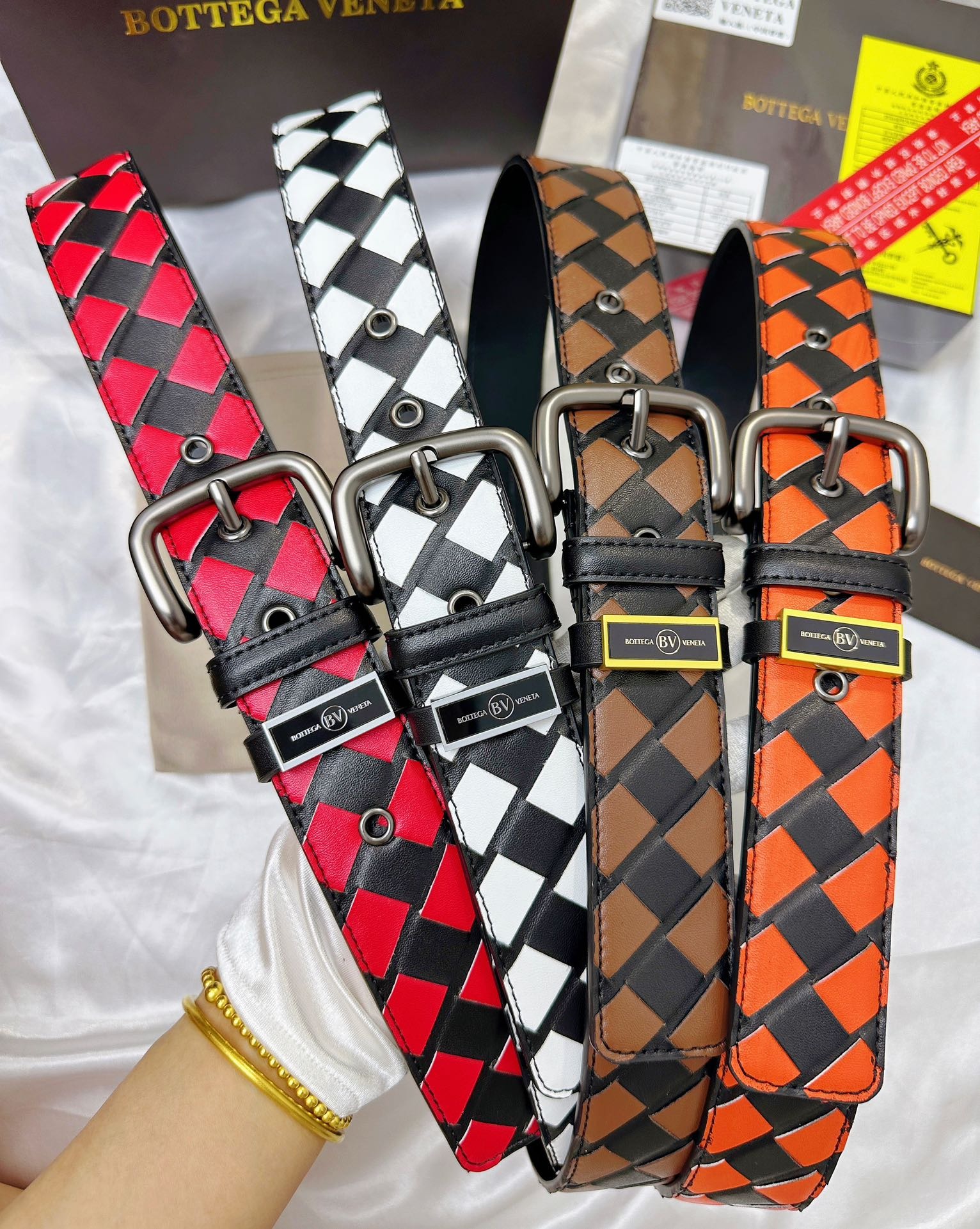 Woven Cowhide Leather Belt – Premium Handmade Design with Steel Buckle