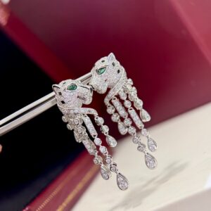 A3351 Leopard Tassel Earrings S925 Silver, 18K Gold Plated 5A Diamond Luxury Statement