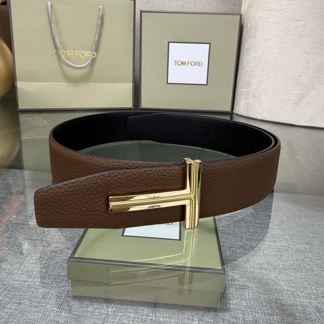 Tom Ford Double-Sided Top-Grain Cowhide Leather Belt – New Collection (3.8cm)