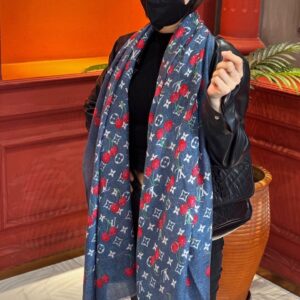 New Arrival Cherry Cashmere Square Scarf Shimmering Sparkling Luxury Wrap