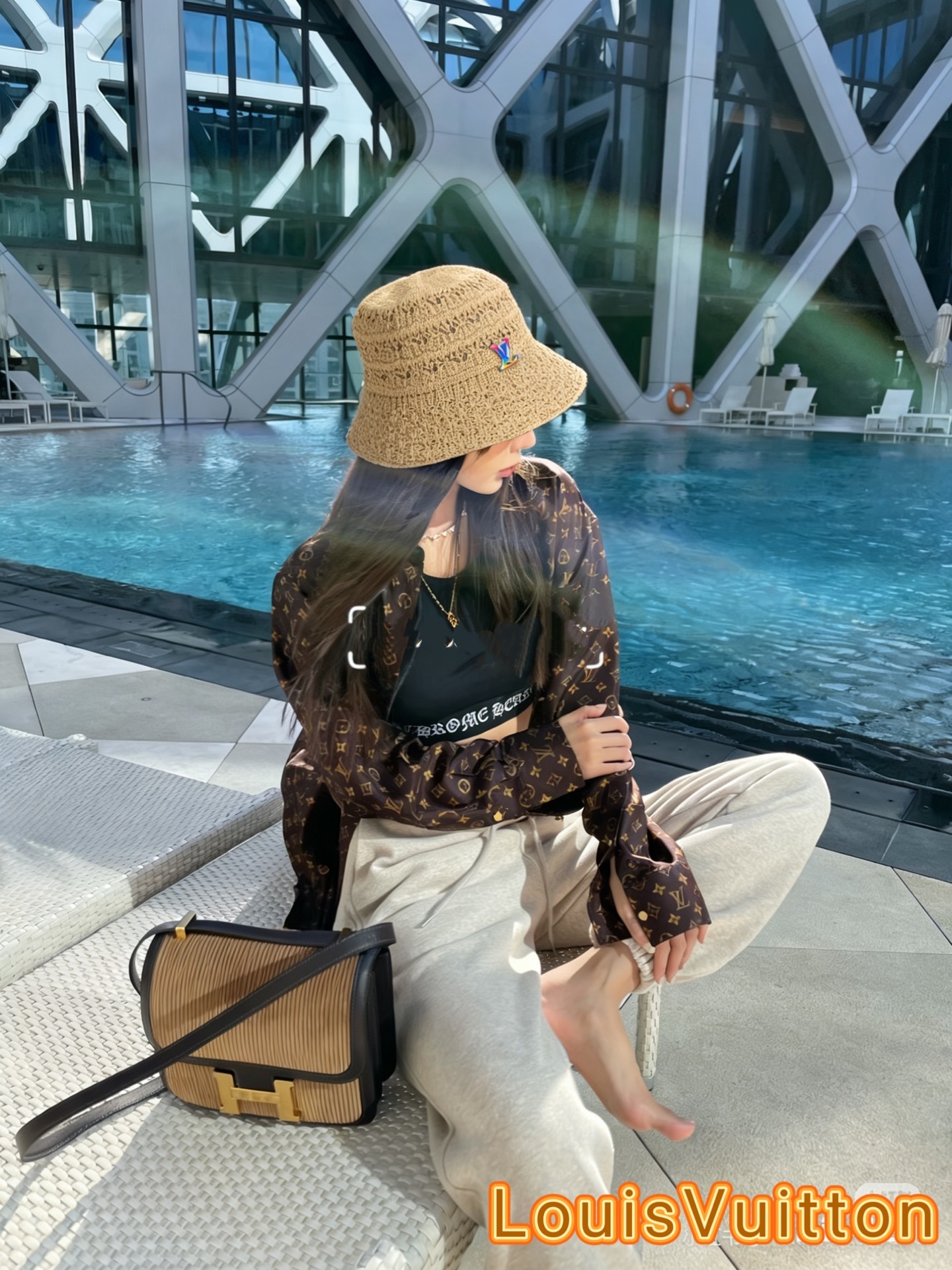 Luxury Solid Color Hollow-Out Fisherman Hat for Women – 2026 Spring/Summer Travel Sun Protection Face-Shaping Bucket Hat