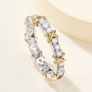Sixteen Stone Narrow Ring Elegant Slim Band with Multi-Stone Setting (Sizes 5–8)