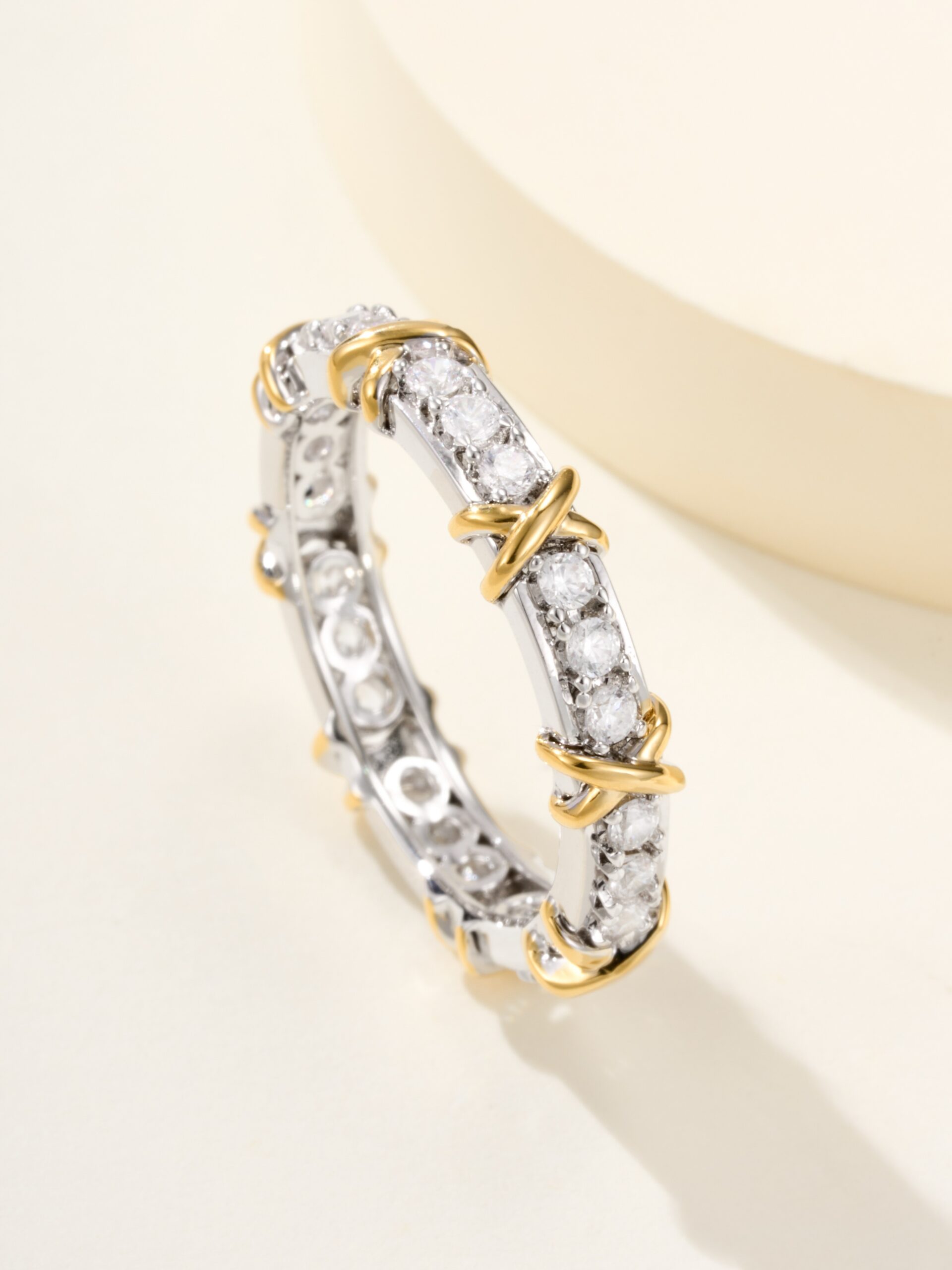 Sixteen Stone Narrow Ring Elegant Slim Band with Multi-Stone Setting (Sizes 5–8)