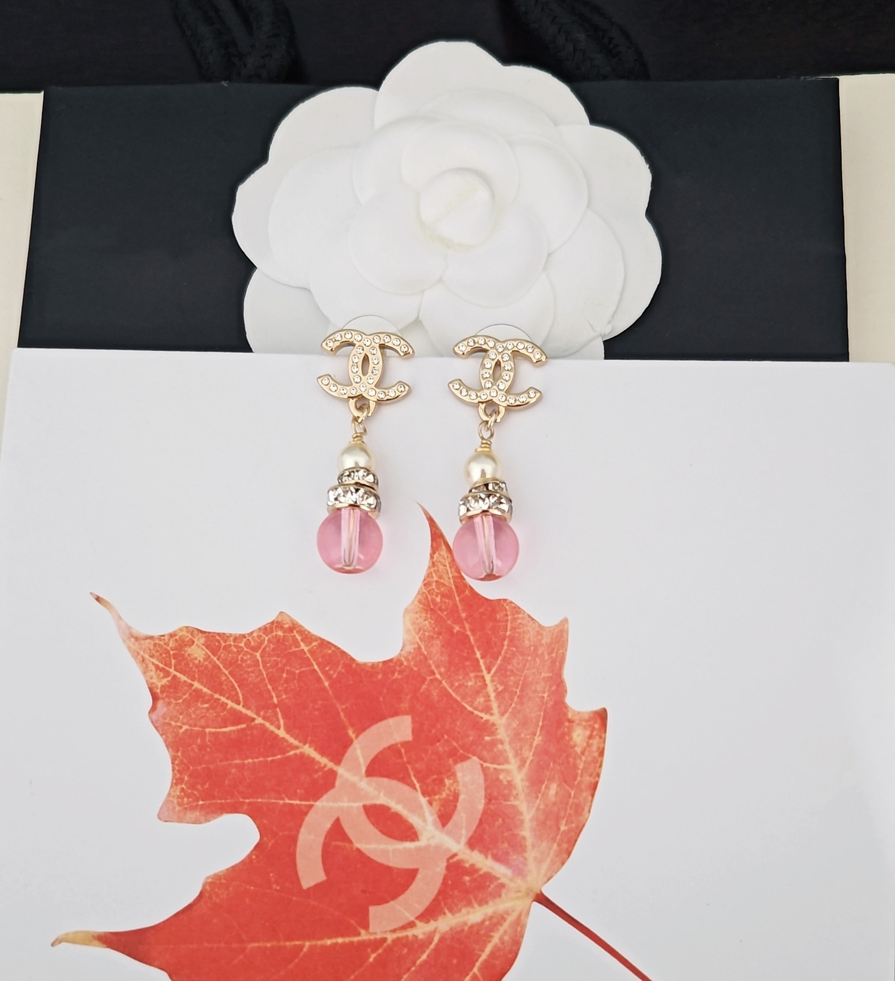 Chanel Inspired CC Powder Gourd Earrings ZP Brass Premium Design - Image 2
