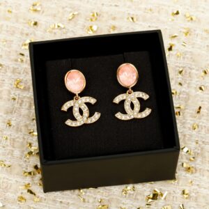 Chanel Vintage Oval Pink Double C Earrings 26A Gold-Plated Timeless Luxury Design