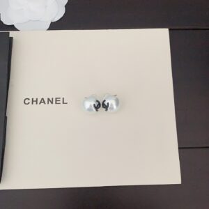 Chanel Style Black CC Hemispherical Earrings ZP Brass Minimalist Luxury Design