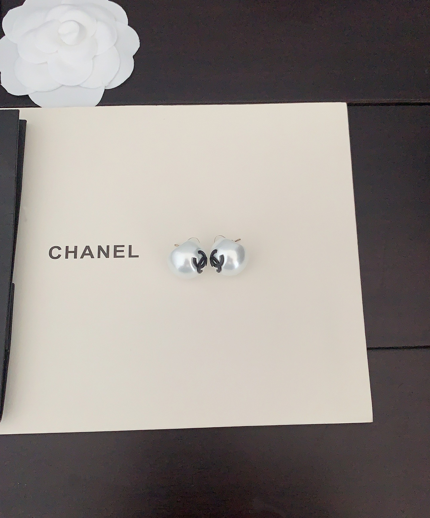 Chanel Style Black CC Hemispherical Earrings ZP Brass Minimalist Luxury Design