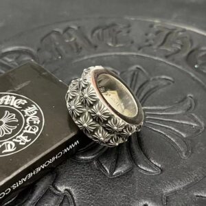 Chrome Hearts High-End Cross Flower Ring Premium Gothic Silver Luxury Band