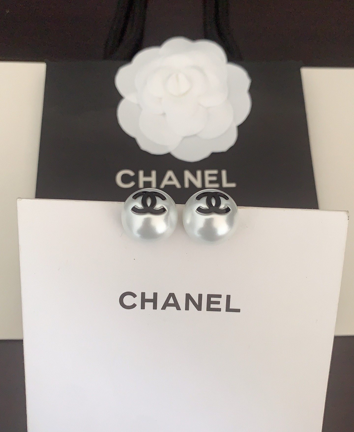 Chanel Style Black CC Hemispherical Earrings ZP Brass Minimalist Luxury Design - Image 2
