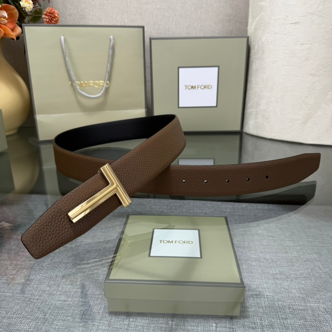 Tom Ford Double-Sided Top-Grain Cowhide Leather Belt – New Collection (3.8cm) - Image 6