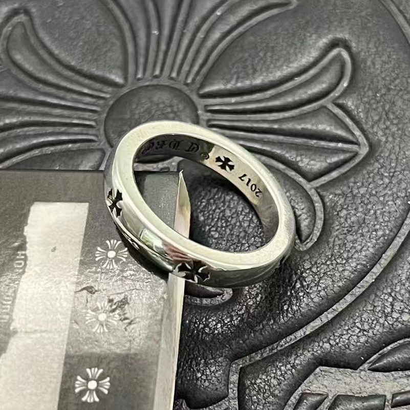 Chrome Hearts High-End Cross Flower Ring Premium Gothic Silver Band (Multiple Sizes Available)