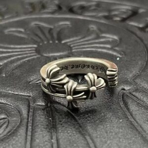 CHROME HEARTS High-Reproduction Open Cross Flower Ring