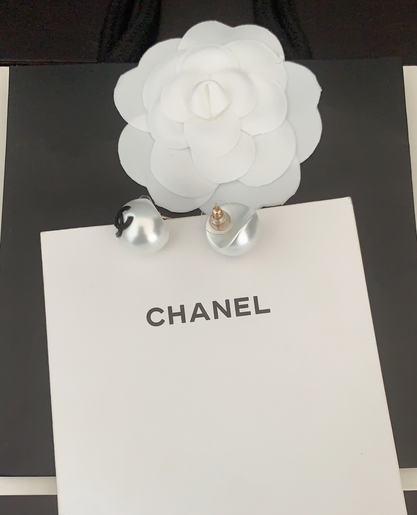 Chanel Style Black CC Hemispherical Earrings ZP Brass Minimalist Luxury Design - Image 4