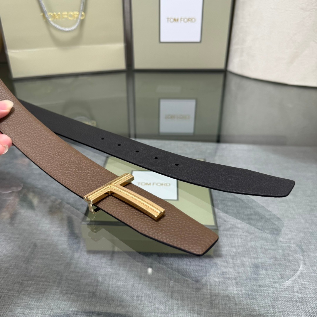 Tom Ford Double-Sided Top-Grain Cowhide Leather Belt – New Collection (3.8cm) - Image 5