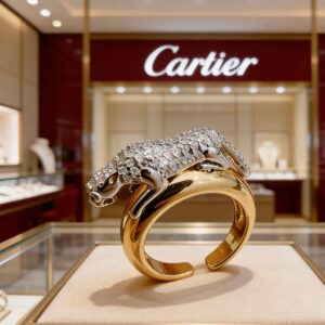 Cartier-Inspired V Gold Ring Perfect Condition Luxury Statement Band