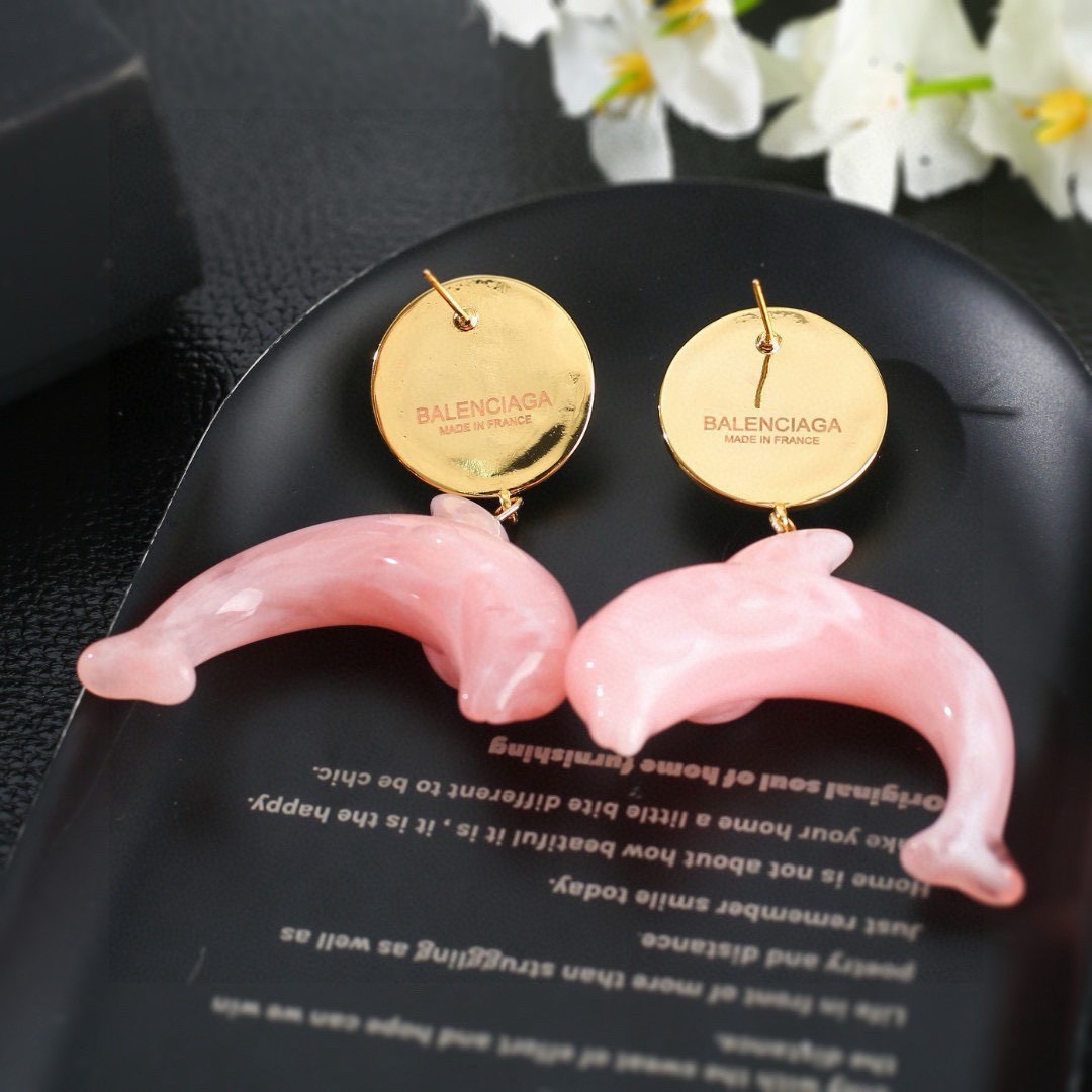 Balenciaga Dolphin Earrings 18K Gold Plated Brass Avant-Garde Design - Image 5