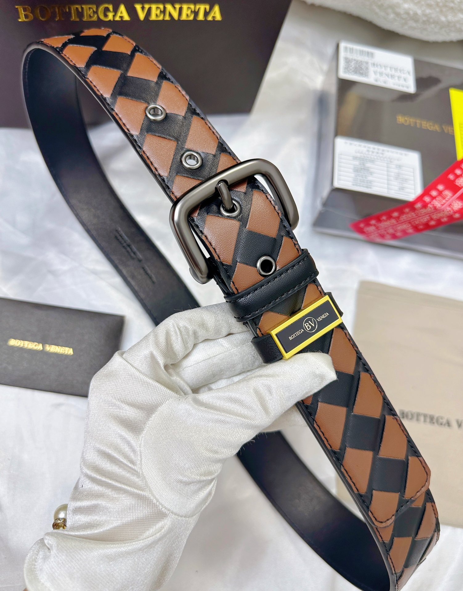 Handwoven Cowhide Leather Belt – Premium Woven Design with Steel Buckle - Image 3
