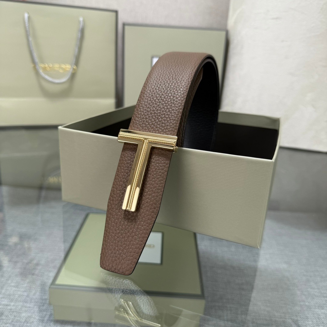 Tom Ford Double-Sided Top-Grain Cowhide Leather Belt – New Collection (3.8cm) - Image 8