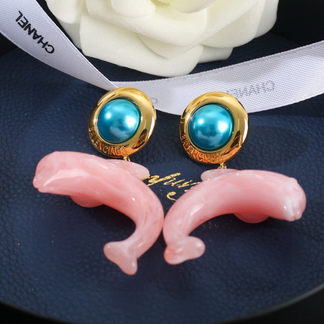 Balenciaga Dolphin Earrings 18K Gold Plated Brass Avant-Garde Design - Image 3