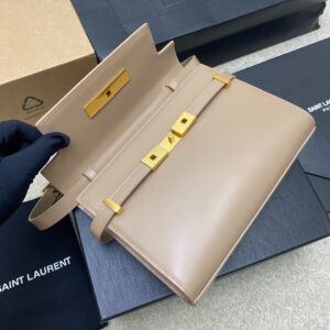 Toothpick Textured Leather Bag Green with Antique Gold Hardware