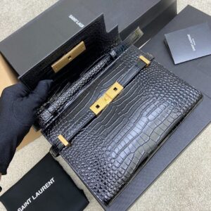 Black crocodile patterned bag/gold hardware