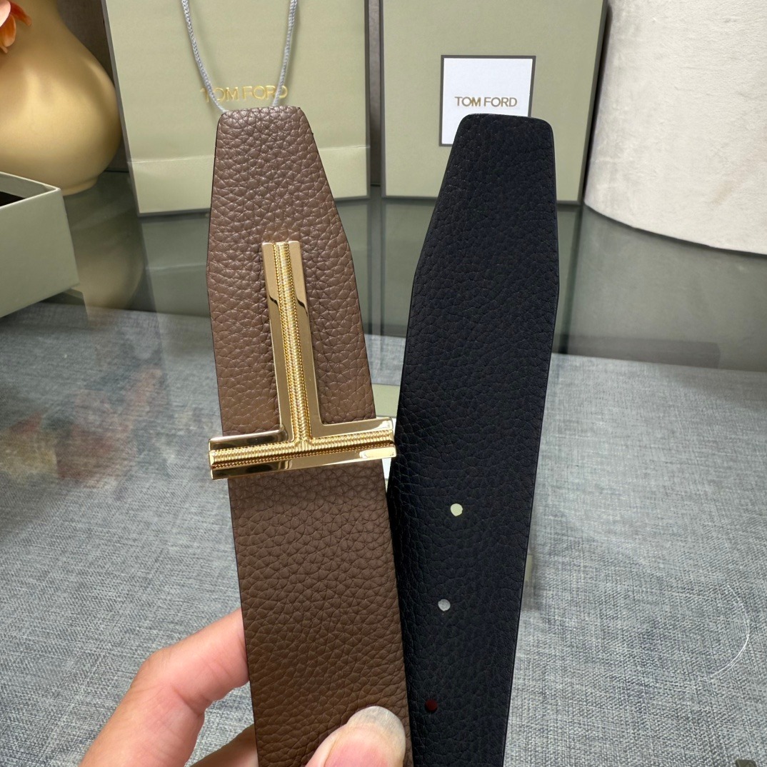 Tom Ford Double-Sided Top-Grain Cowhide Leather Belt – New Collection (3.8cm) - Image 4