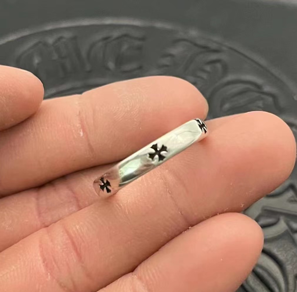 Chrome Hearts High-End Cross Flower Ring Premium Gothic Silver Band (Multiple Sizes Available) - Image 2