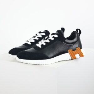 Hermes Bouncing Mesh Lambskin Sneakers Lightweight Lace Up Low Top Men