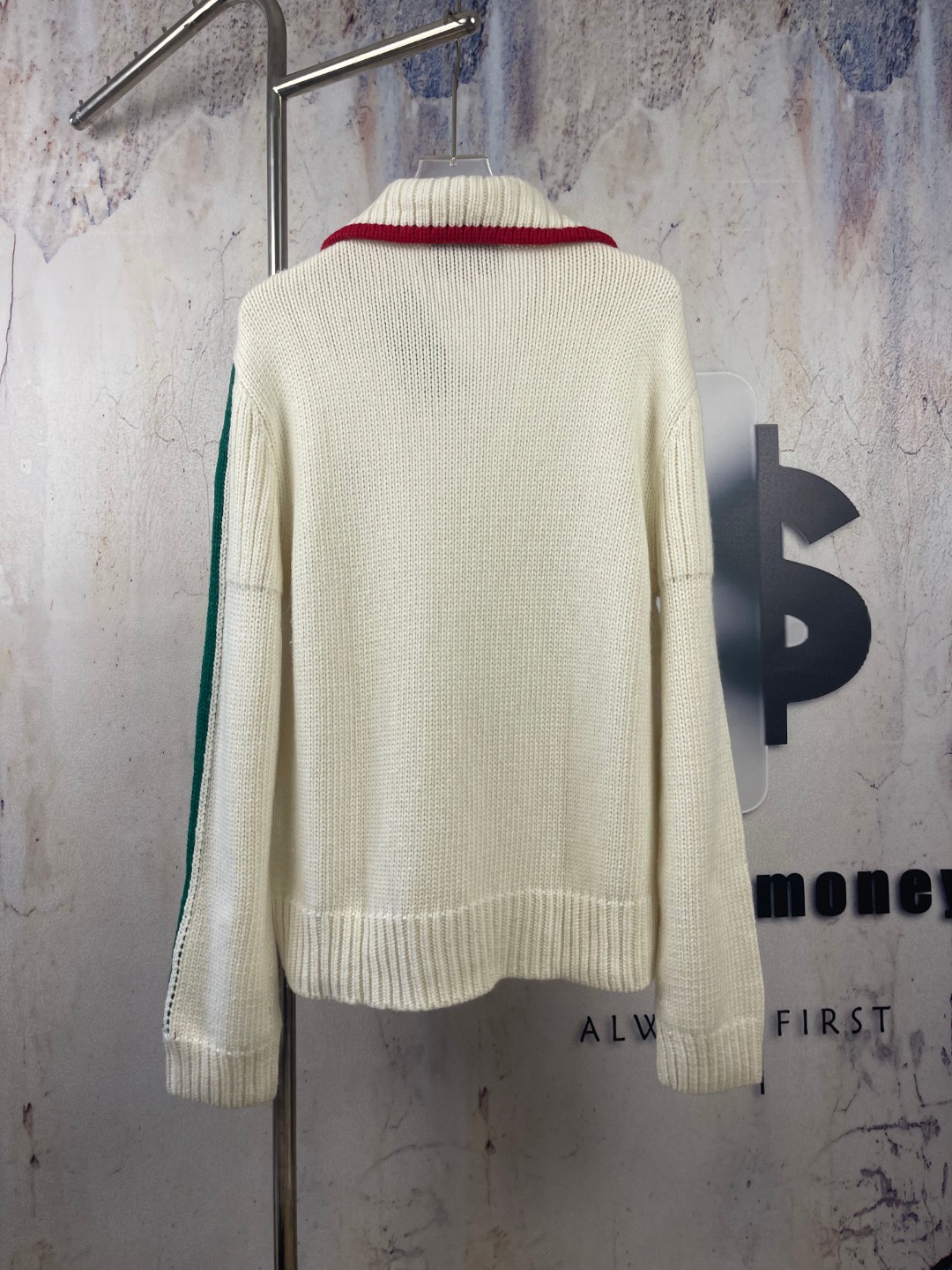 Gucci GU918 Christmas Green Red Wool Ribbon Cardigan Premium Knit Coat - Image 7