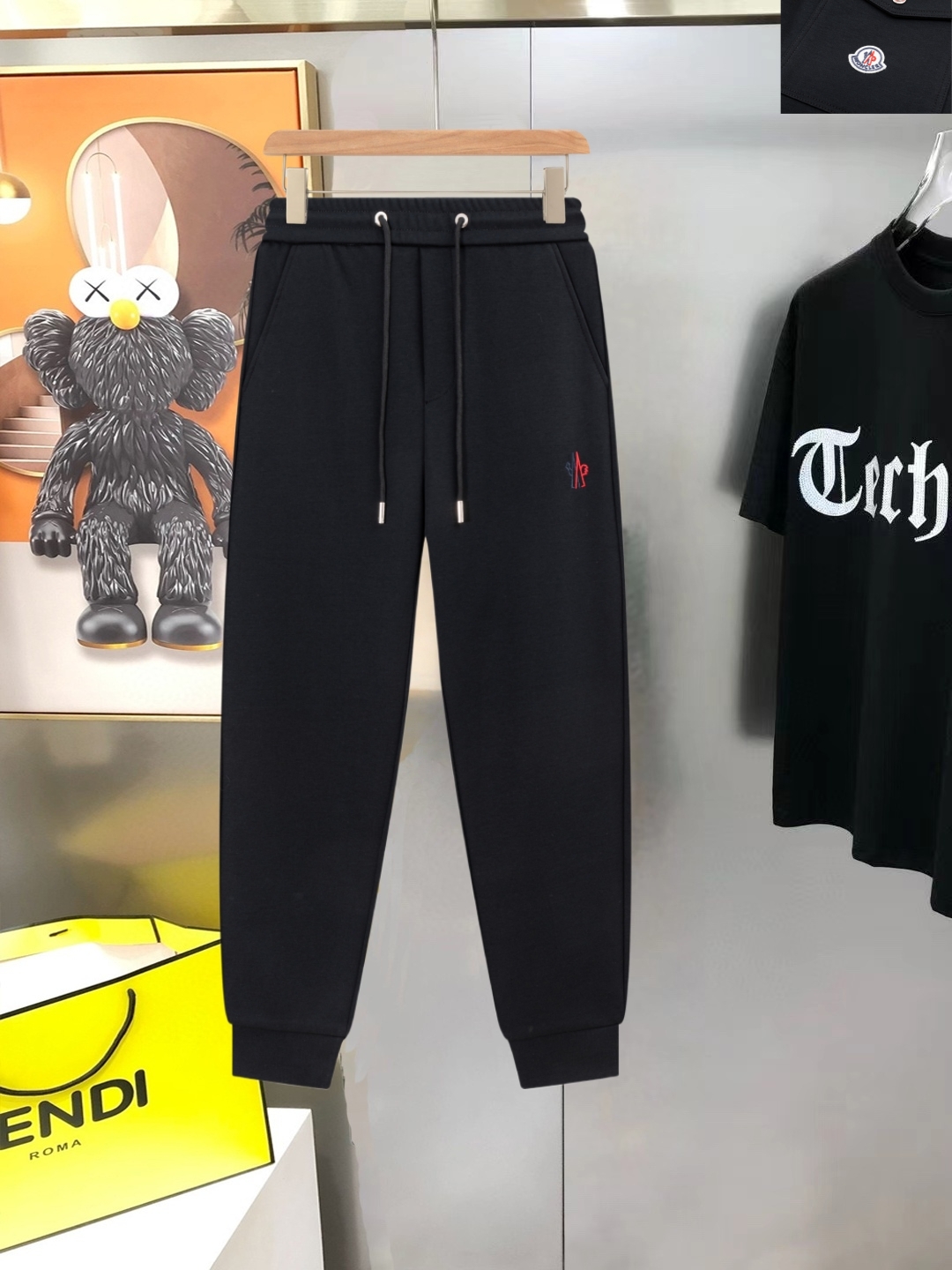Moncler Men’s Embroidered Logo Cotton Sweatpants Premium Knitted Casual Trousers