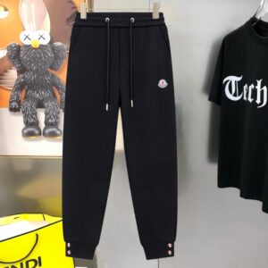 Moncler Men’s Embroidered Logo Cotton Sweatpants Premium Knitted Casual Designer Trousers