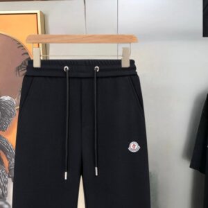 Prada Men’s Embroidered Logo Cotton Sweatpants Premium Knitted Casual Designer Trousers