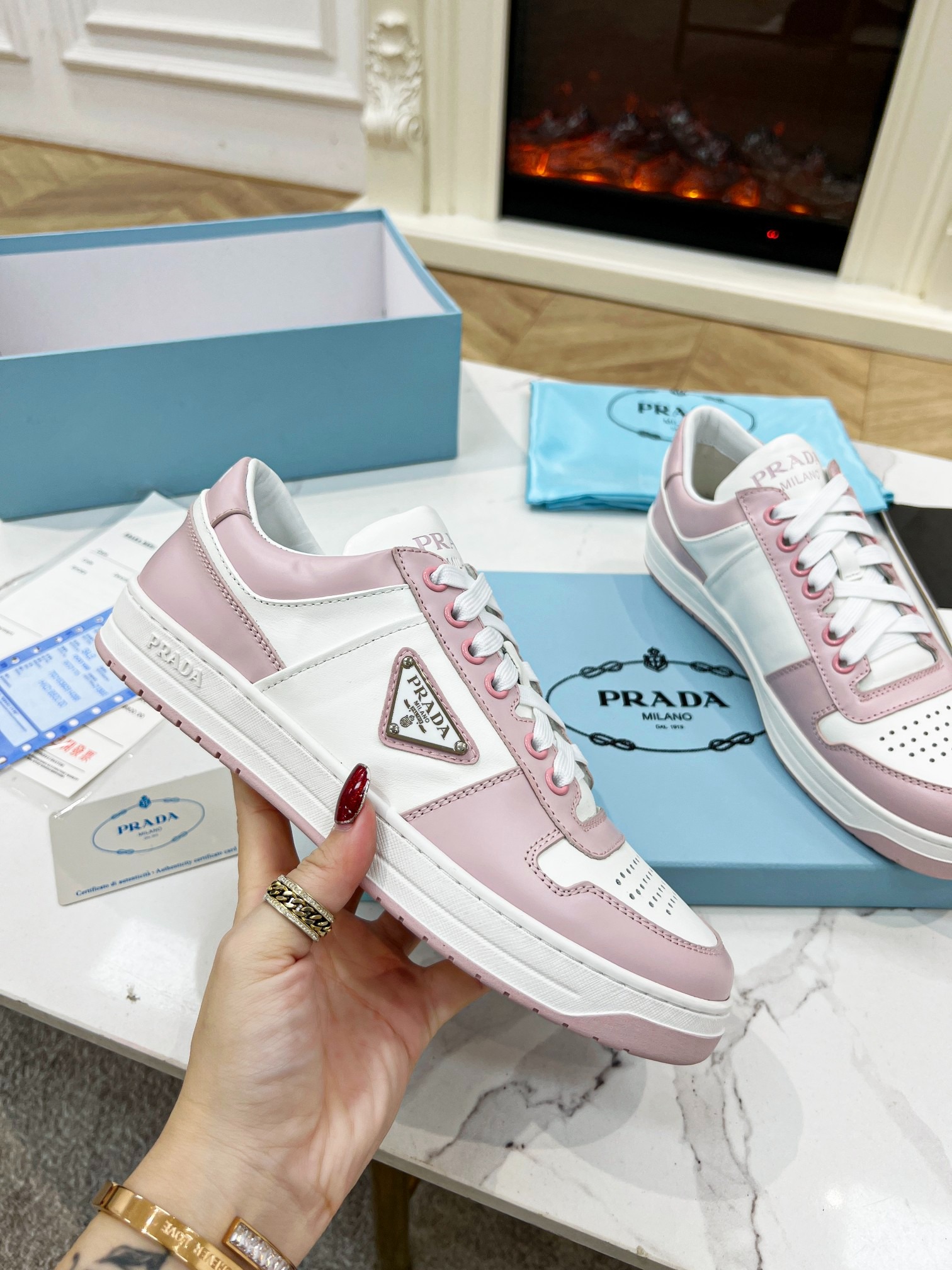PRADA 2023 Couple Edition Premium Cowhide Leather Sneakers Top Version Luxury Shoes