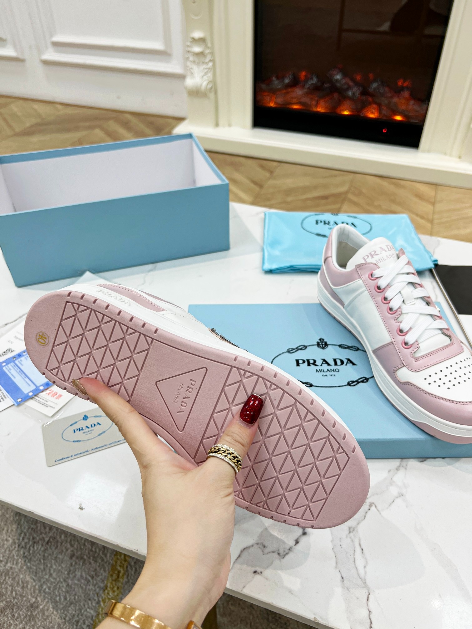 PRADA 2023 Couple Edition Premium Cowhide Leather Sneakers Top Version Luxury Shoes - Image 2
